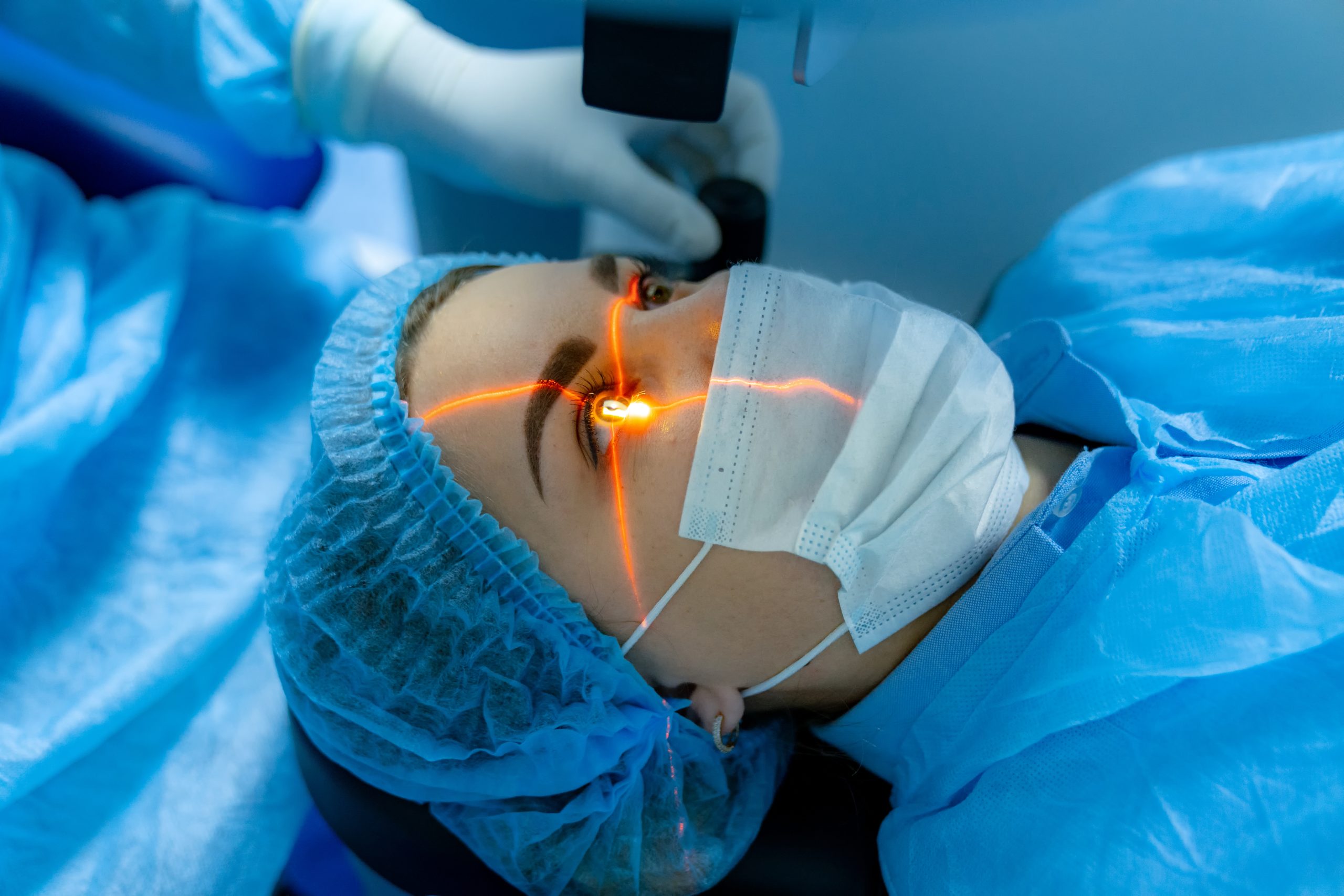 Medical laser eye correction. Medicine technology eye operation.